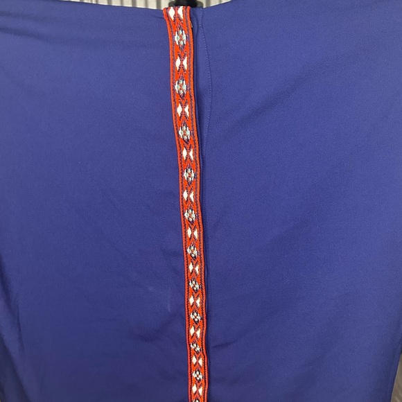 Women’s Designer CROSBY by Mollie Burch Blue Polyester Short Sleeve Blouse Large - Picture 6 of 6